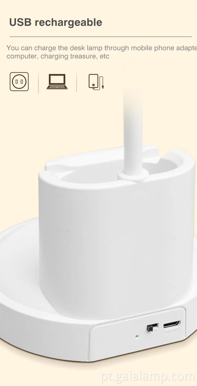 Lâmpada de mesa USB nórdica elegante de 360 ​​graus com suporte para telefone